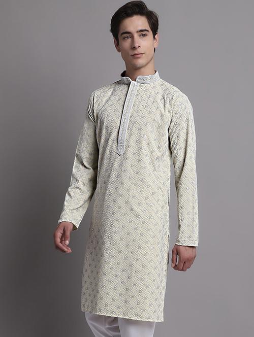 embroidered cotton long kurta - 20038878 - Standard Image - 0