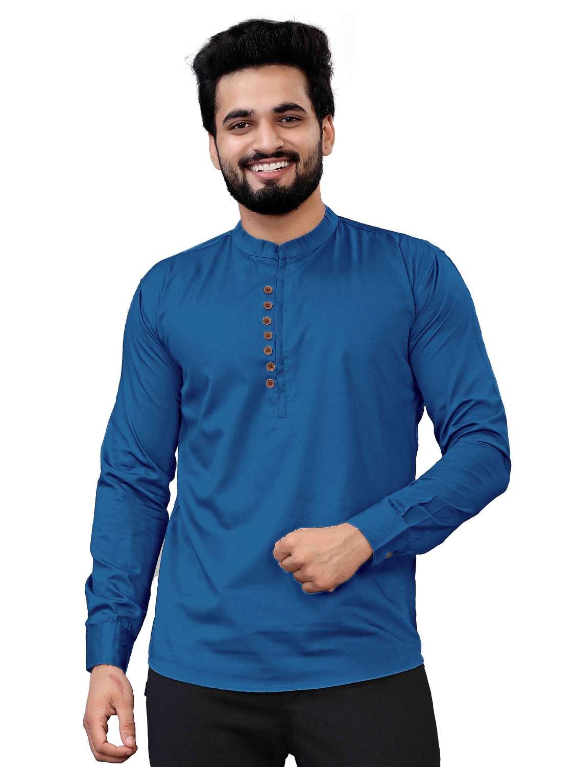 mandarin neck solids short kurta