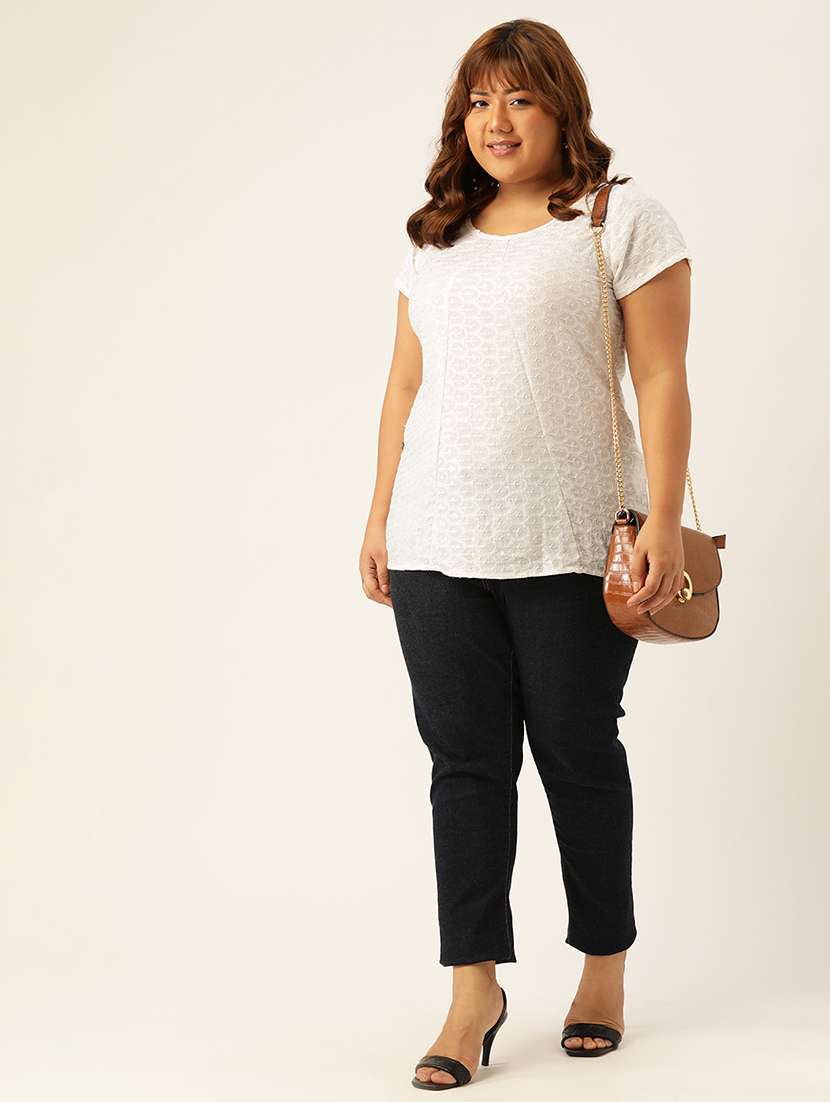 women's straight round neck top - 20039059 -  Standard Image - 3