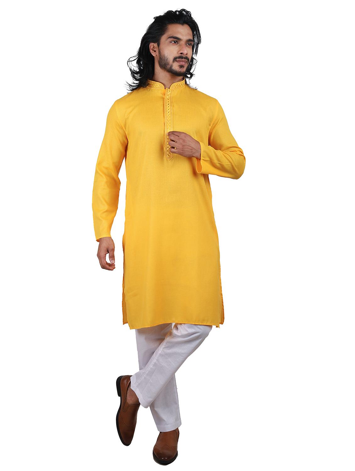embroidered mandarin neck kurta  - 20039129 -  Zoom Image - 0