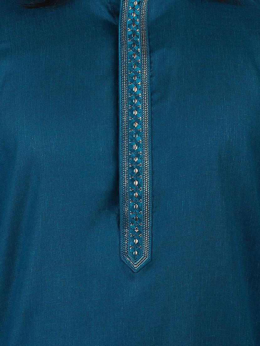 embroidered mandarin neck kurta - 20039131 - Standard Image - 3