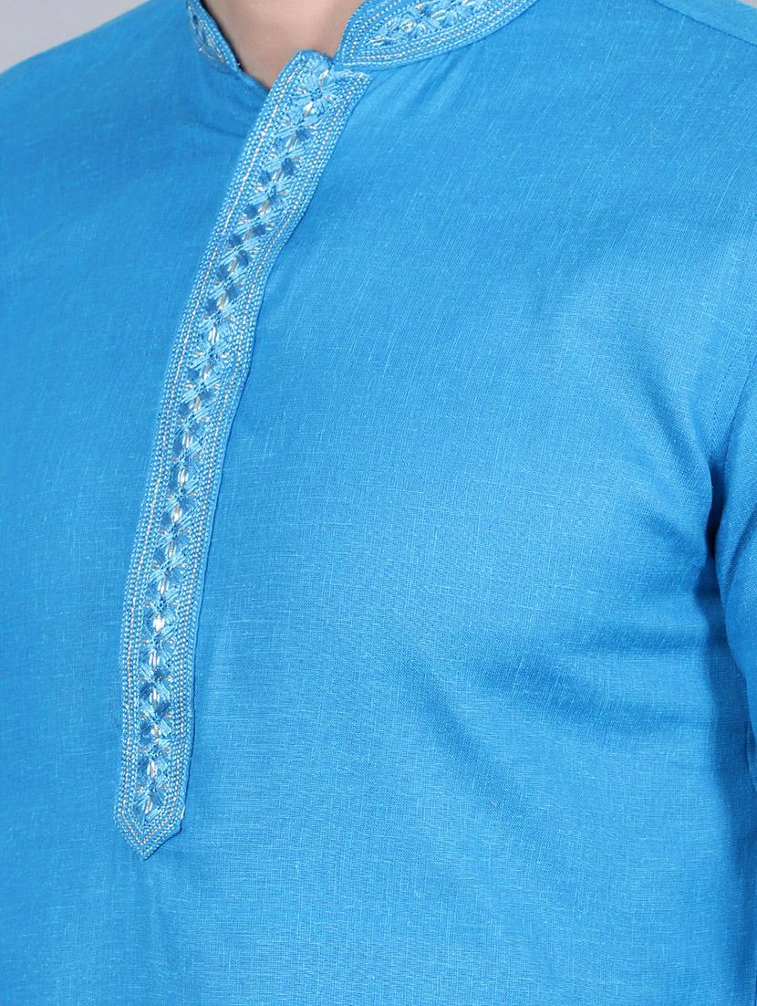 embroidered mandarin neck kurta - 20039132 - Standard Image - 3