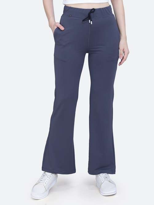 high rise full length solid track pant