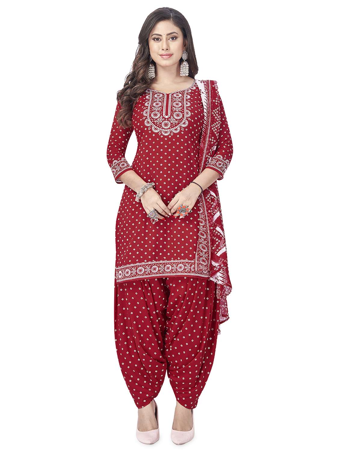 Buy online Printed Unstitched Patiyala Suit Set from Suits & Dress