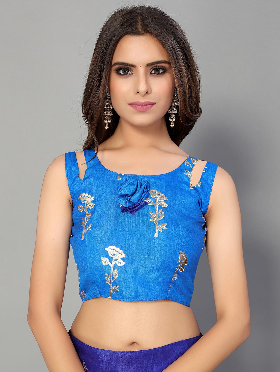 women's foil print blue colored saree - 20039253 - Standard Image - 3
