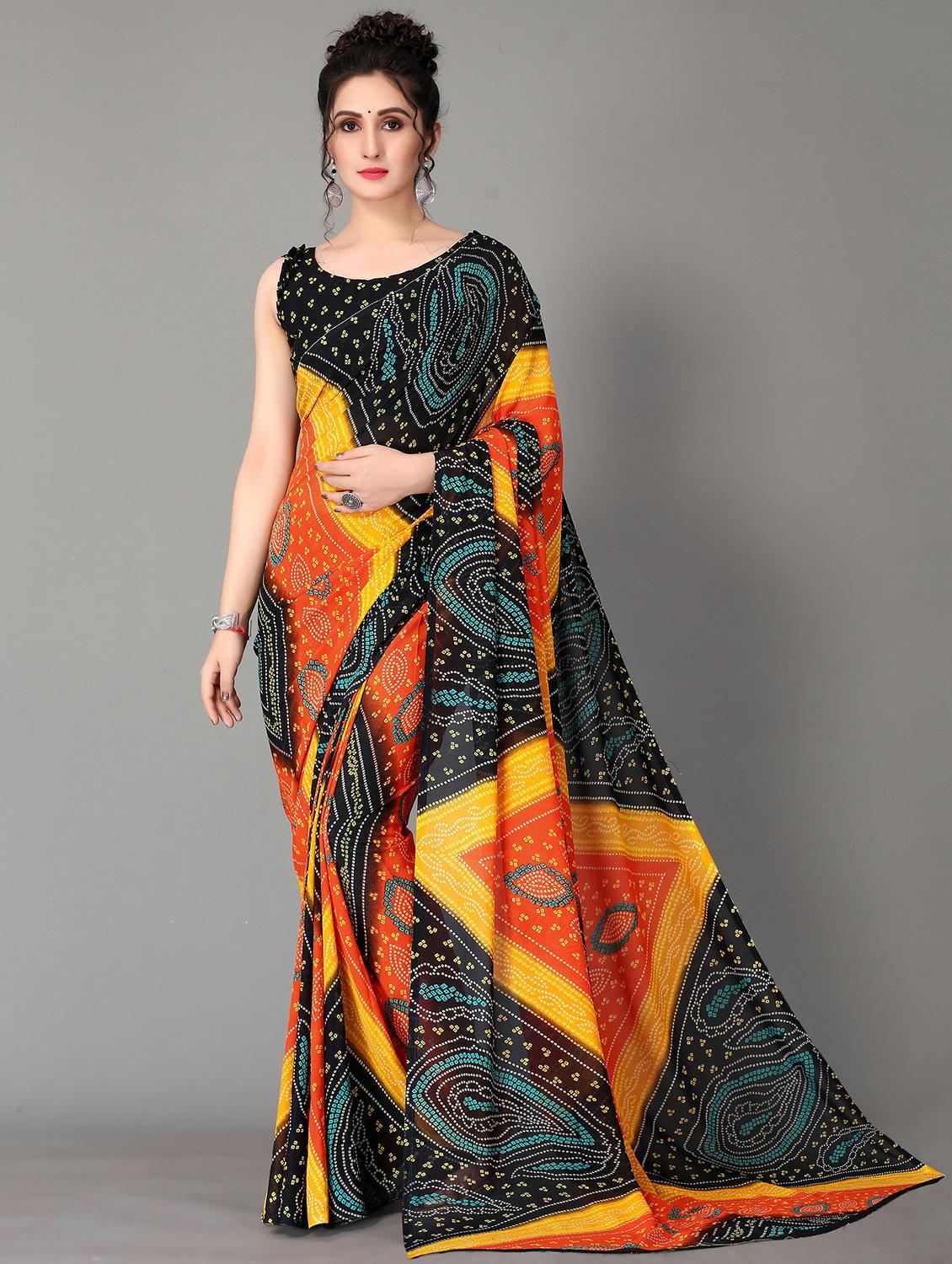 orange georgette printed saree - 20039261 - Zoom Image - 0