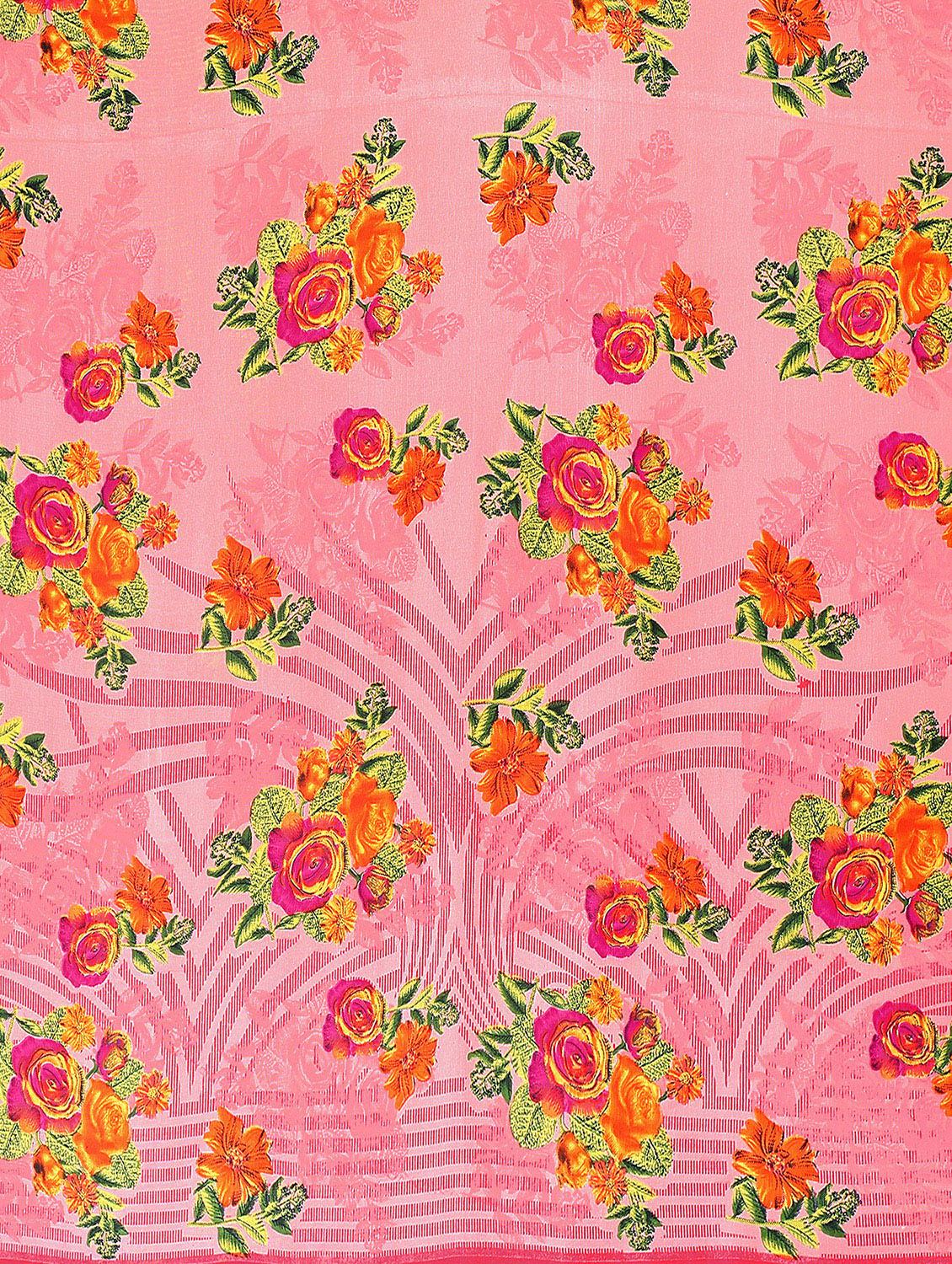 pink georgette printed saree with blouse - 20039265 - Standard Image - 3