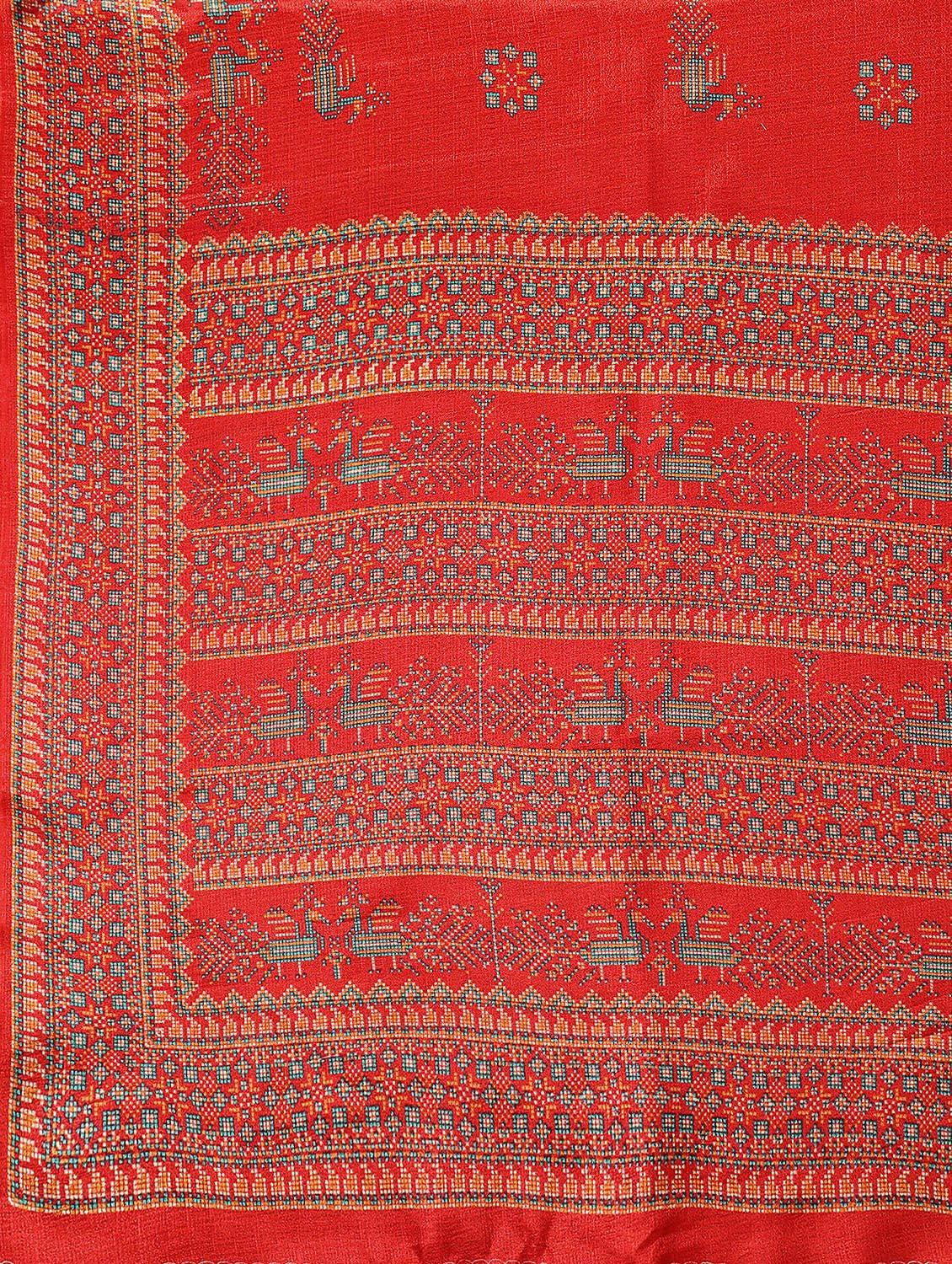 red silk blend mysore saree with blouse - 20039272 - Standard Image - 3