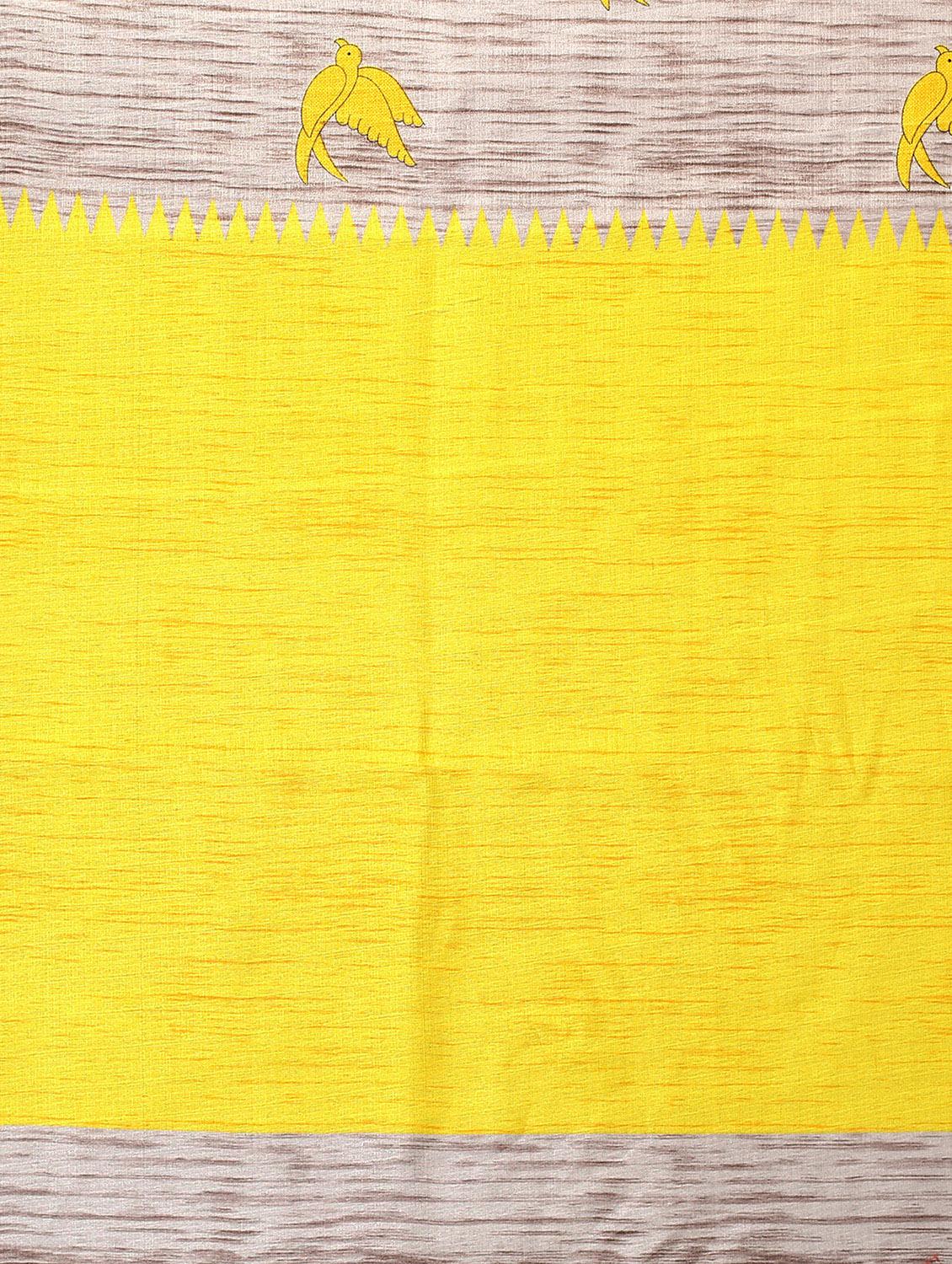 yellow silk blend mysore saree with blouse - 20039284 - Standard Image - 3
