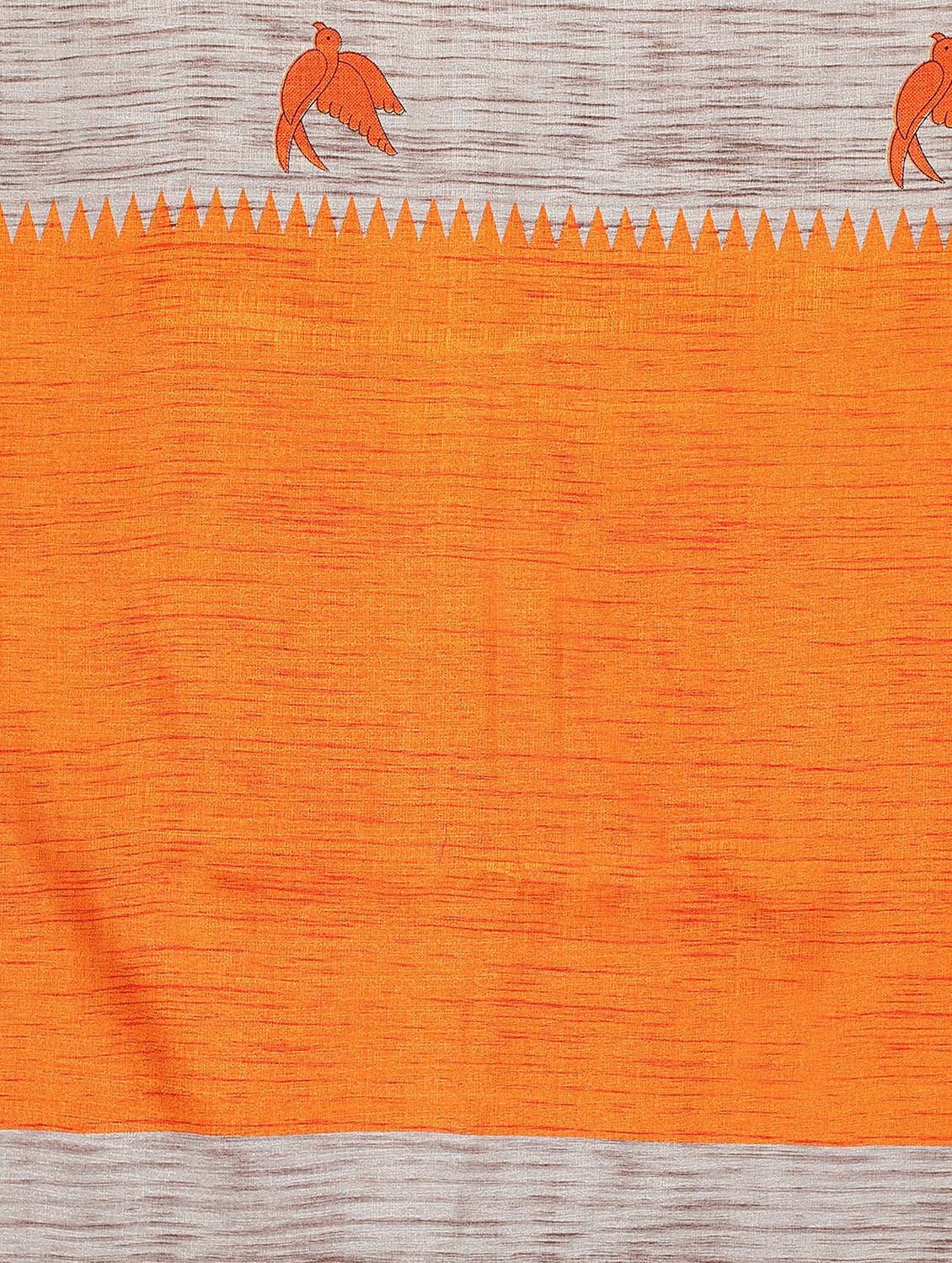 orange silk blend mysore saree with blouse - 20039288 - Standard Image - 3
