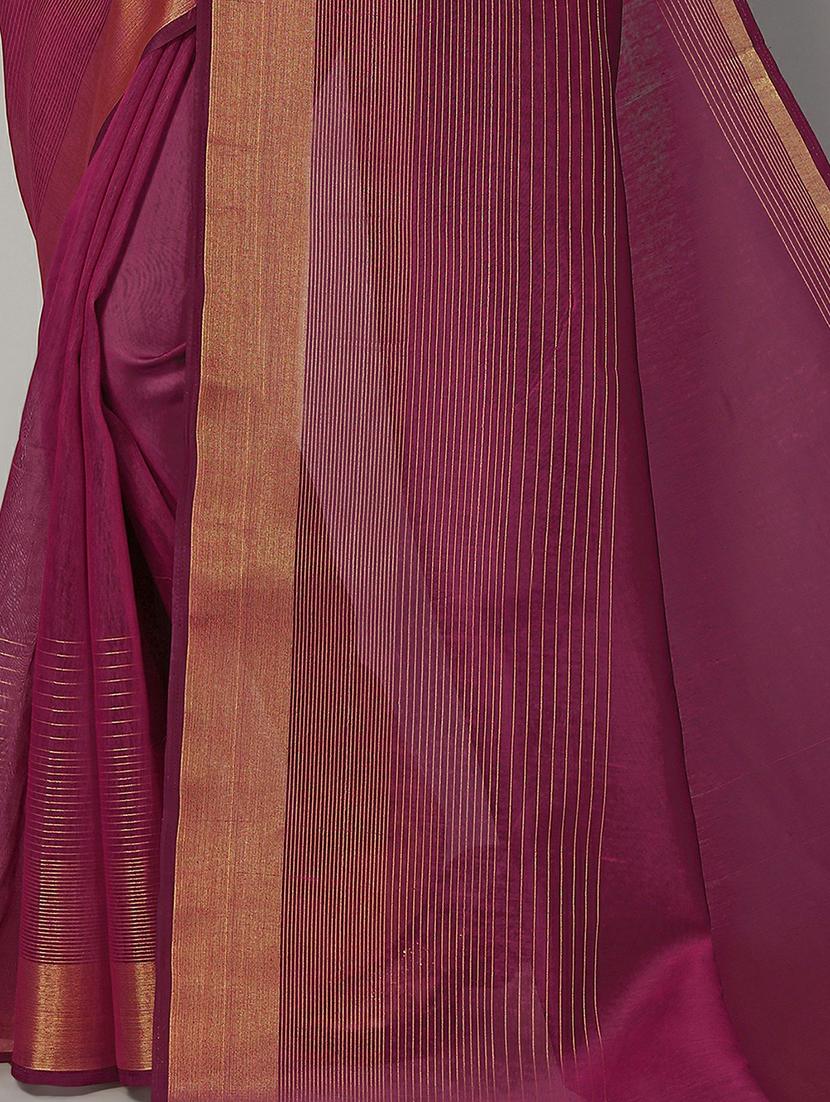 purple cotton handloom saree - 20039292 - Standard Image - 3