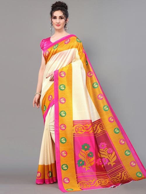beige mysore silk saree with blouse - 20039309 -  Standard Image - 0