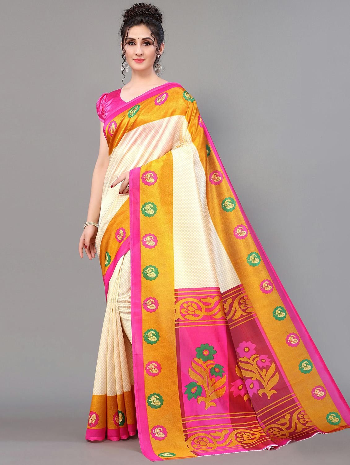 beige mysore silk saree with blouse - 20039309 -  Zoom Image - 0