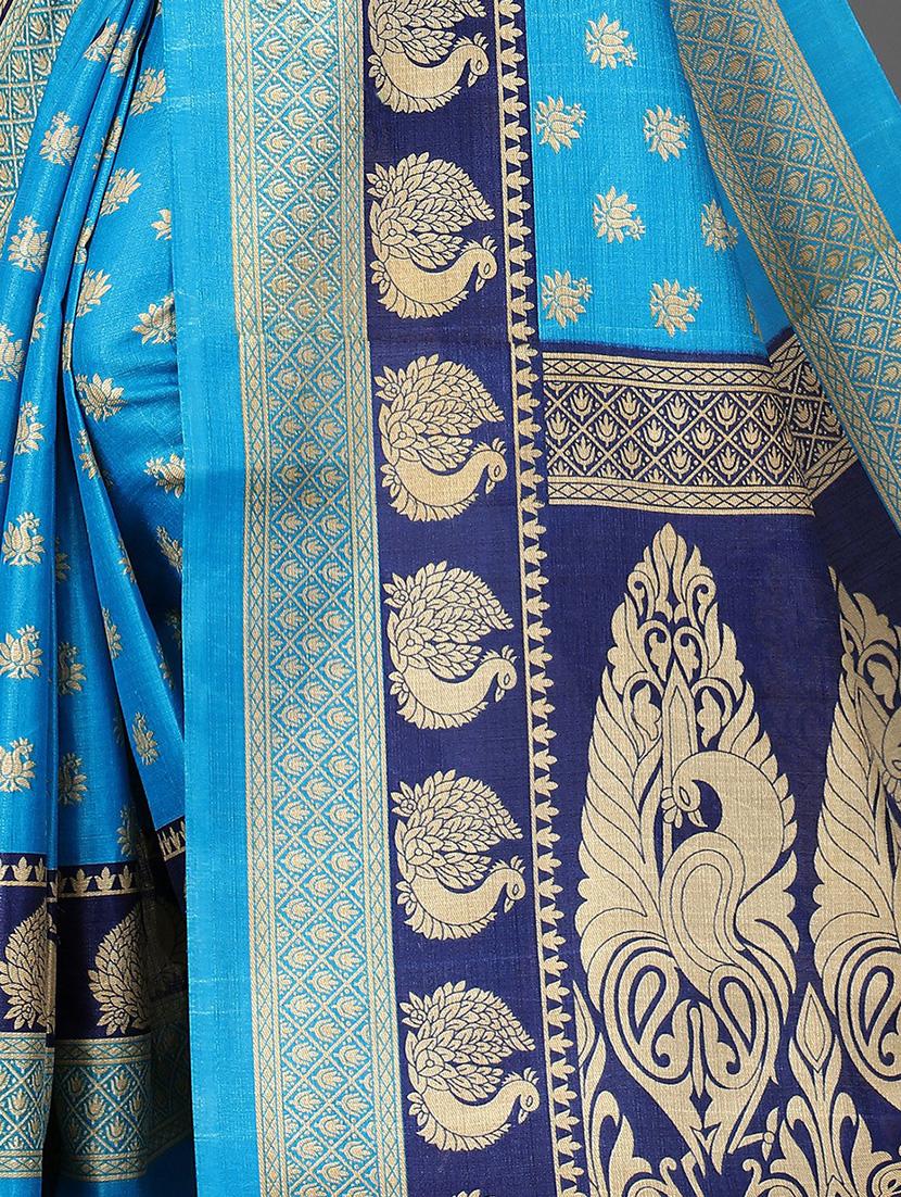 sky blue silk blend mysore saree with blouse - 20039311 - Standard Image - 3