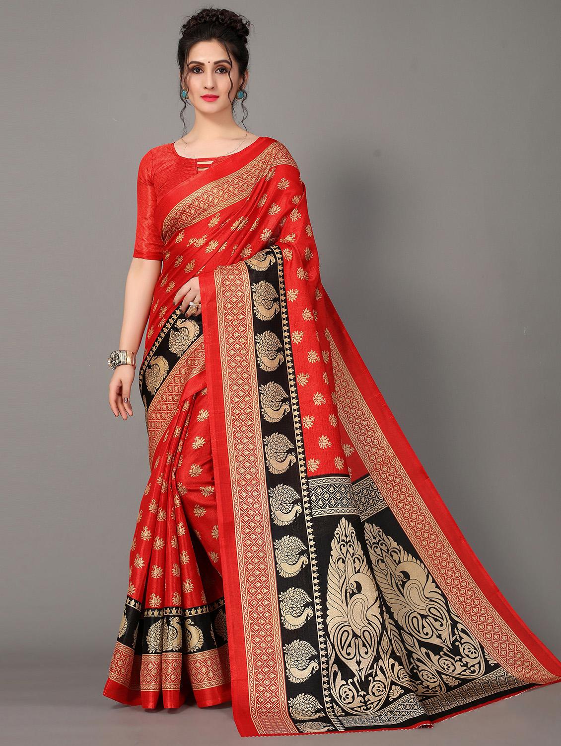 red silk blend mysore saree - 20039314 - Zoom Image - 0