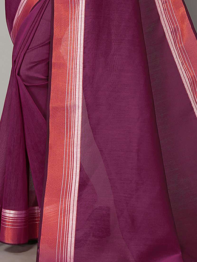 women's solid purple colored saree with blouse - 20039317 - Standard Image - 3
