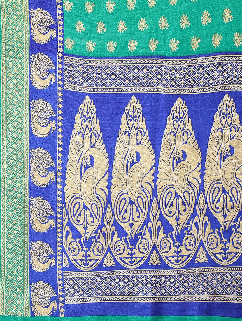 green silk blend mysore saree - 20039318 - Standard Image - 3