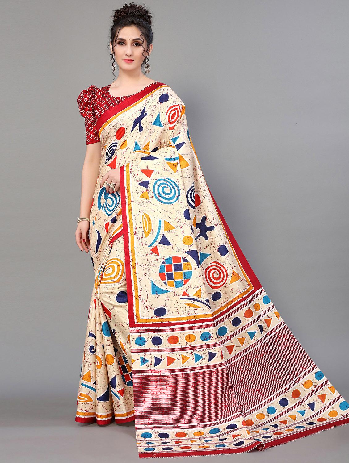 red silk blend mysore saree with blouse - 20039327 - Zoom Image - 0