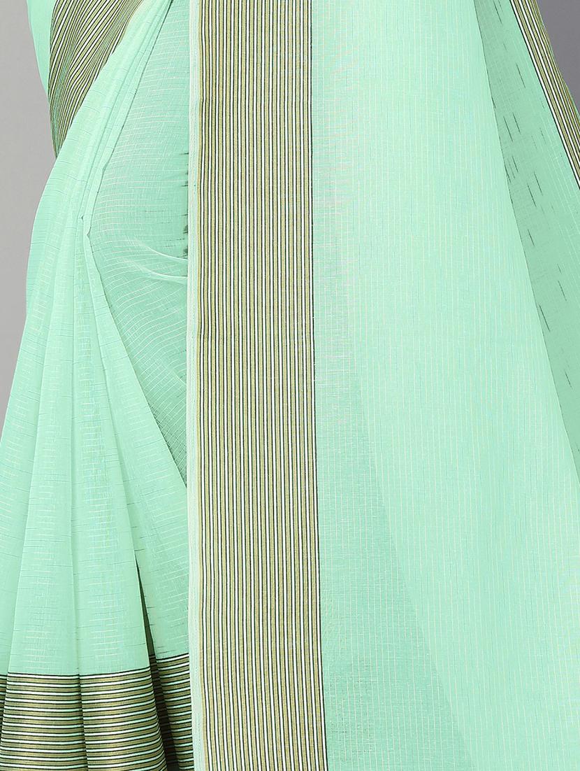 blue cotton handloom saree with blouse - 20039330 - Standard Image - 3
