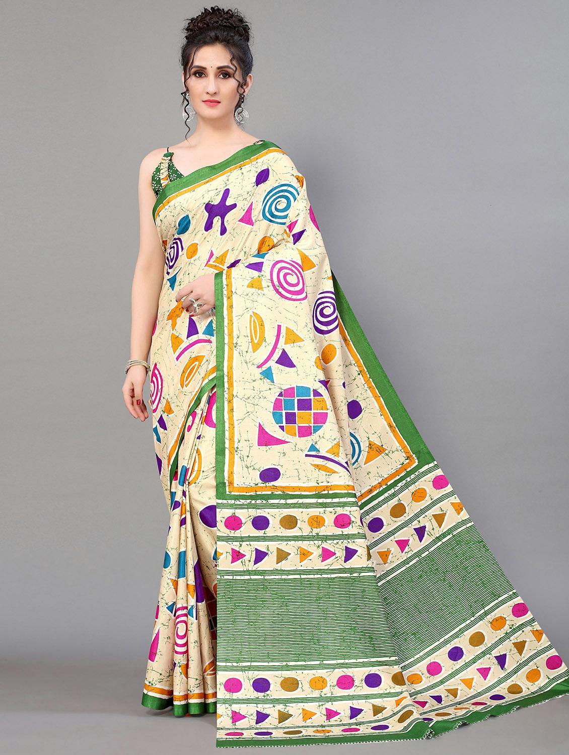 green silk blend mysore saree with blouse - 20039339 -  Zoom Image - 0