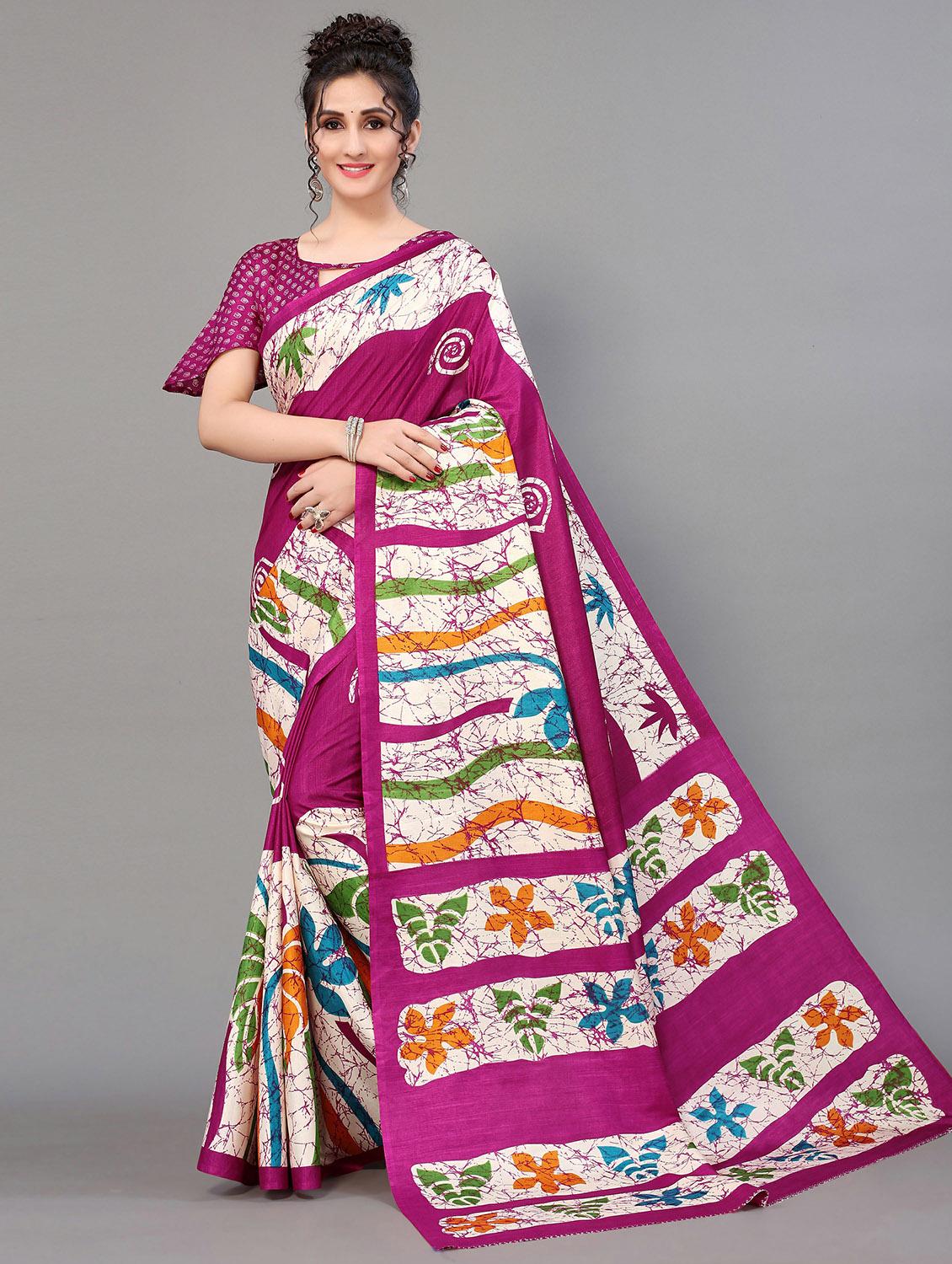 purple silk blend mysore saree - 20039344 - Zoom Image - 0