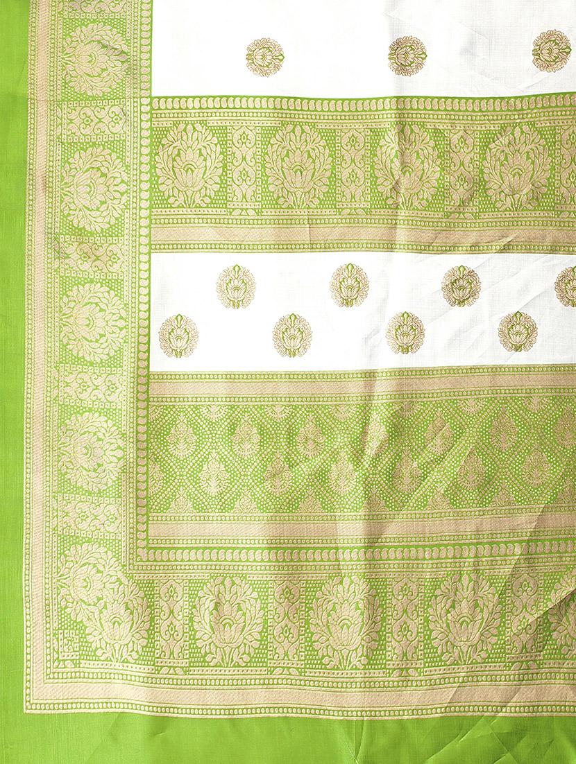 white mysore silk saree with blouse - 20039349 - Standard Image - 3