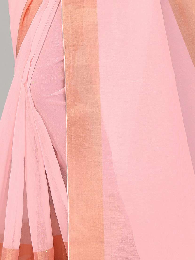 pink cotton handloom saree with blouse - 20039352 -  Standard Image - 3