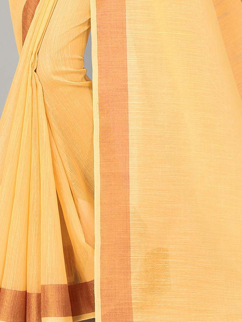 yellow cotton handloom saree - 20039412 - Standard Image - 3