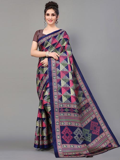blue silk blend mysore saree with blouse - 20039415 - Standard Image - 0