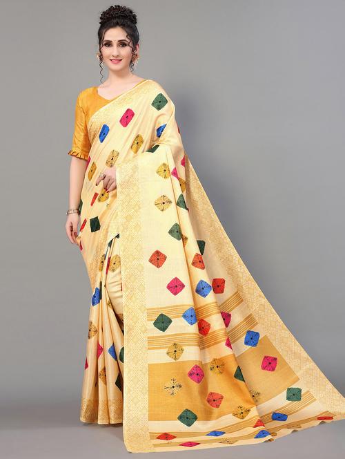 yellow silk blend mysore saree - 20039438 - Standard Image - 0
