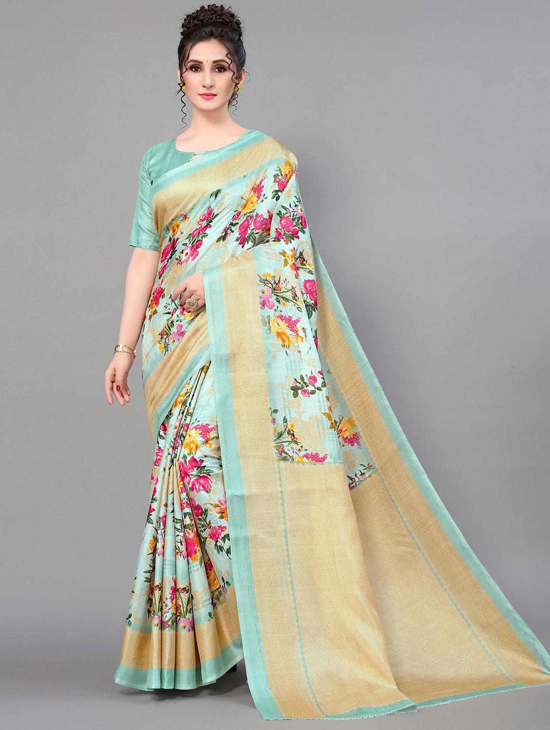 green silk blend mysore saree - 20039453 - Zoom Image - 0