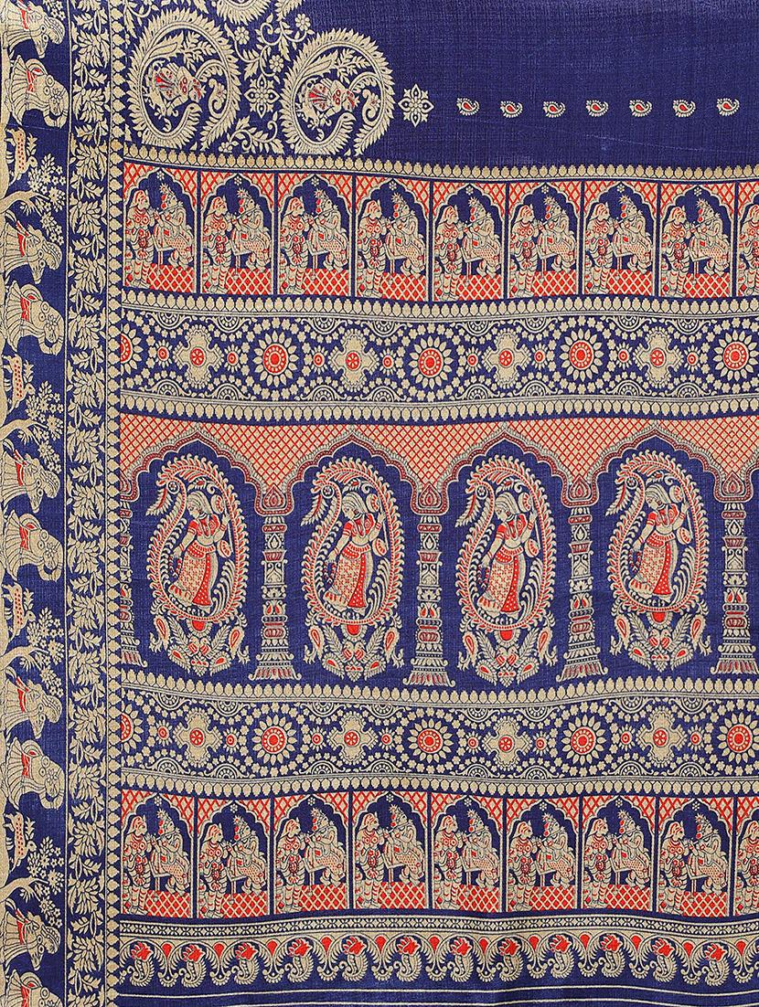 blue silk blend mysore saree with blouse - 20039461 - Standard Image - 3