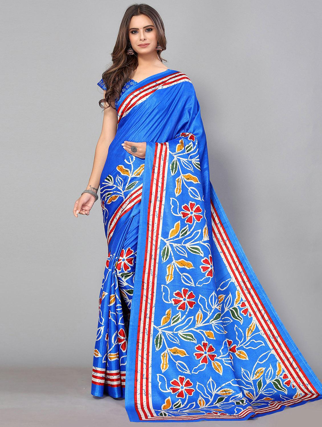 blue silk blend mysore saree with blouse - 20039471 - Zoom Image - 0