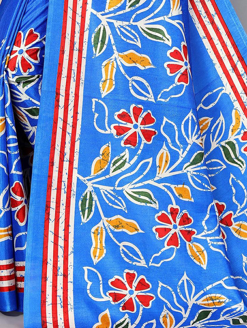 blue silk blend mysore saree with blouse - 20039471 - Standard Image - 3