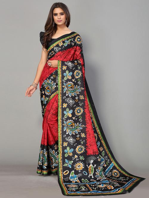 red silk blend mysore saree with blouse - 20039477 -  Standard Image - 0