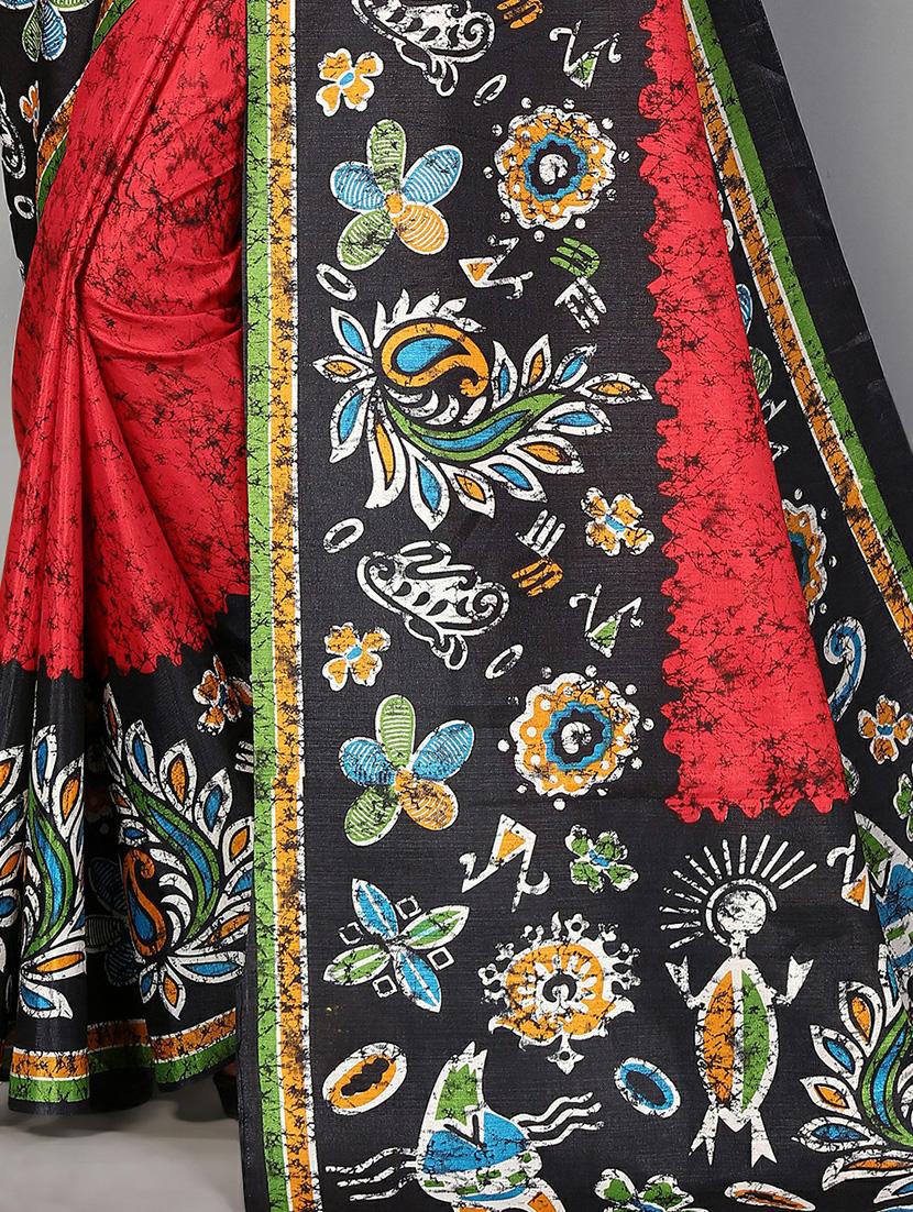 red silk blend mysore saree with blouse - 20039477 - Standard Image - 3