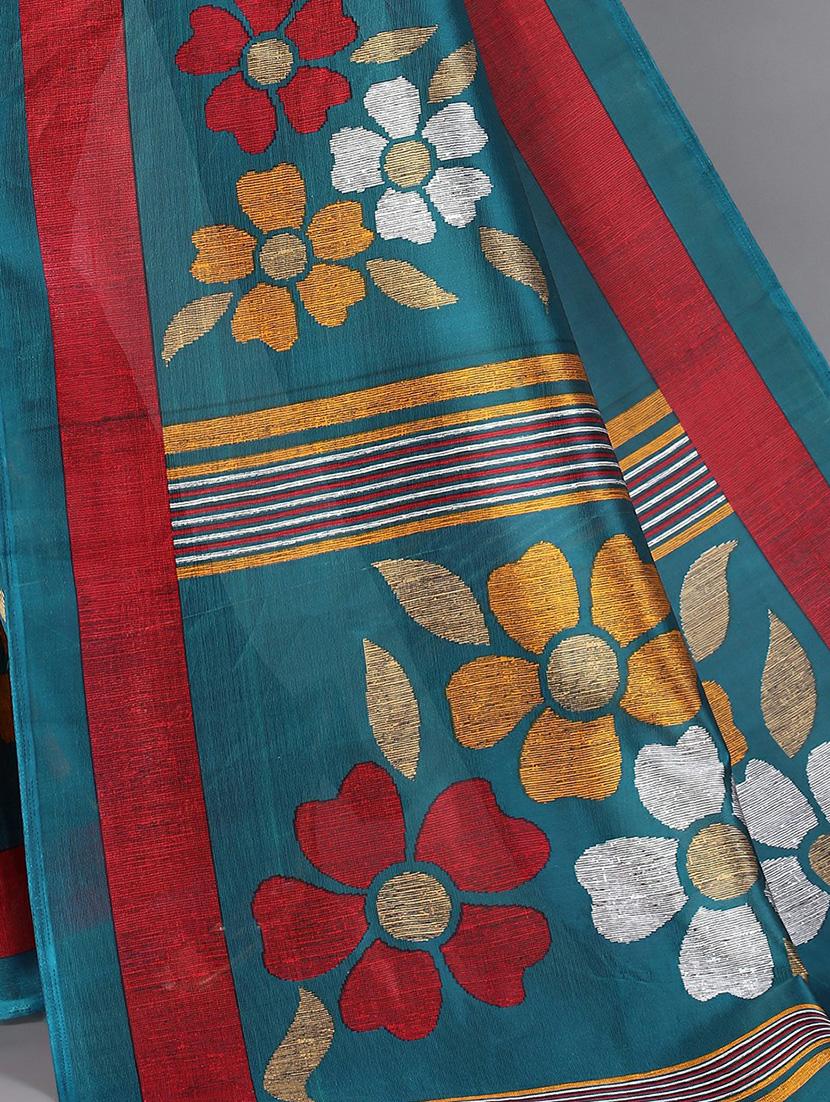 green silk blend mysore saree with blouse - 20039510 - Standard Image - 3