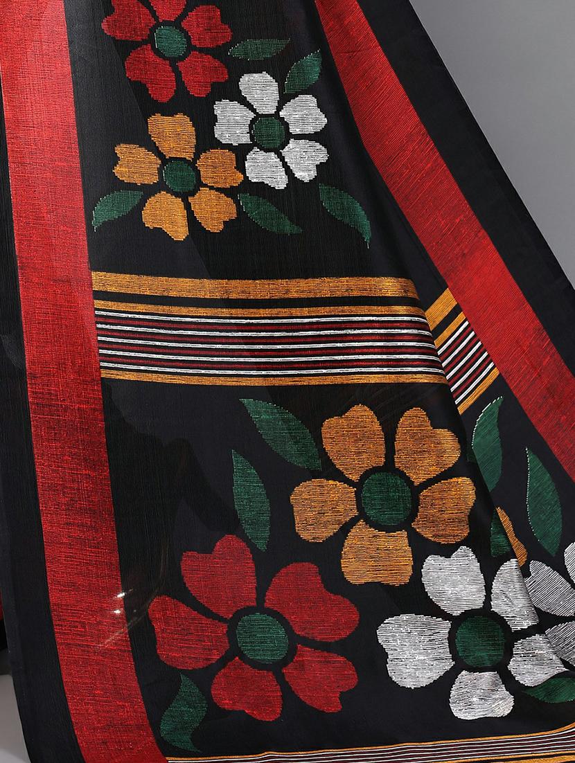 black silk blend mysore saree with blouse - 20039512 - Standard Image - 3