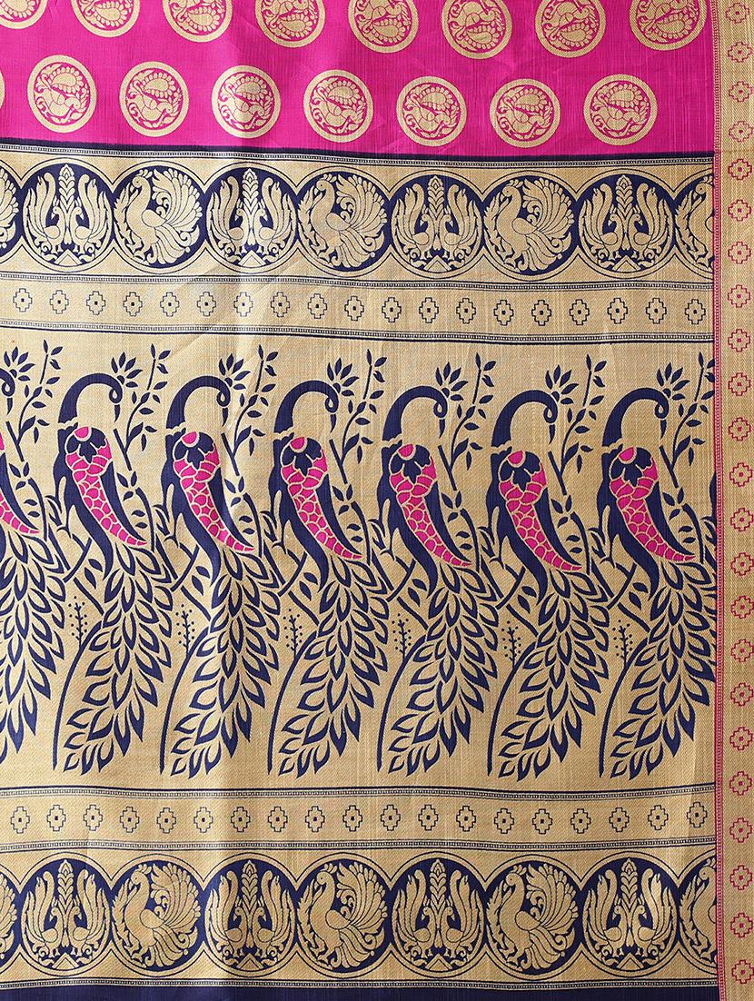 pink silk blend mysore saree with blouse - 20039529 - Standard Image - 3
