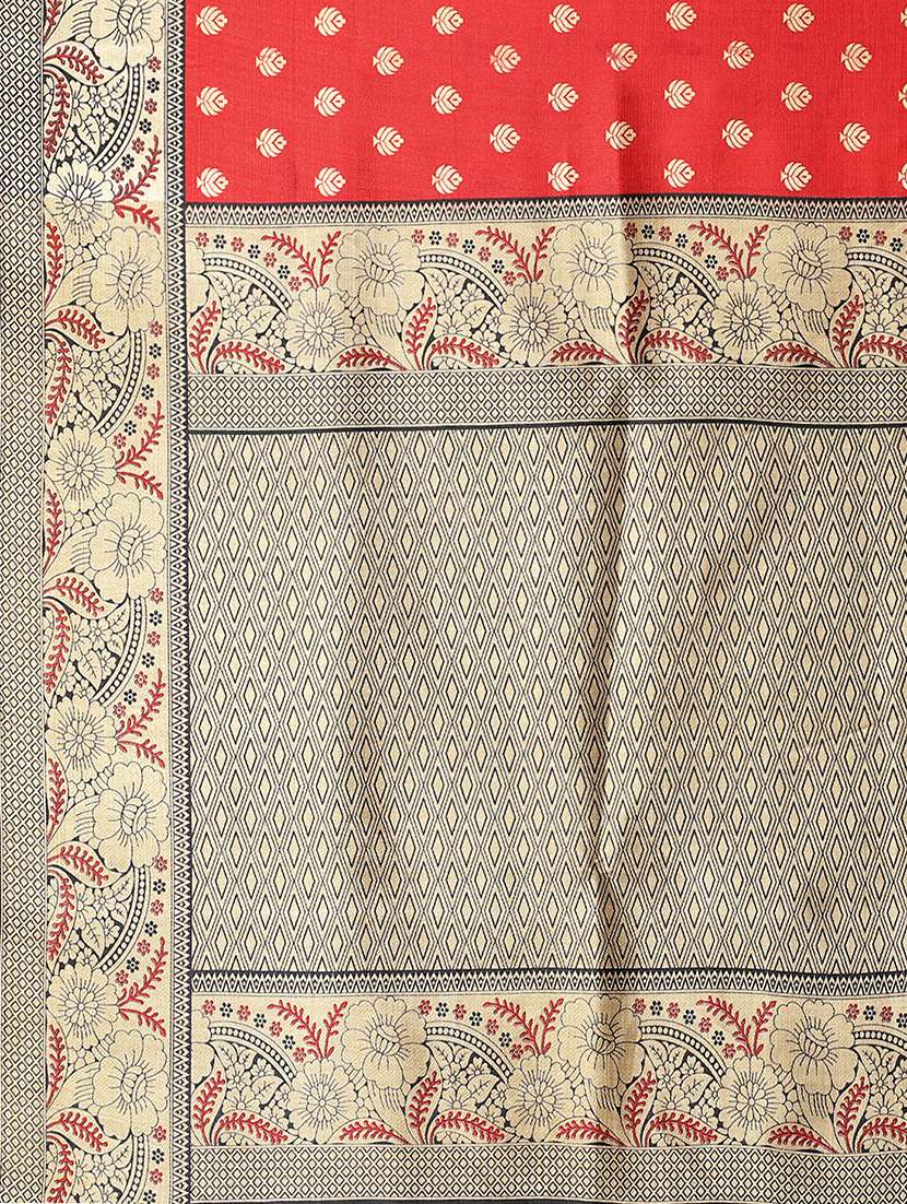 red silk blend mysore saree with blouse - 20039535 - Standard Image - 3