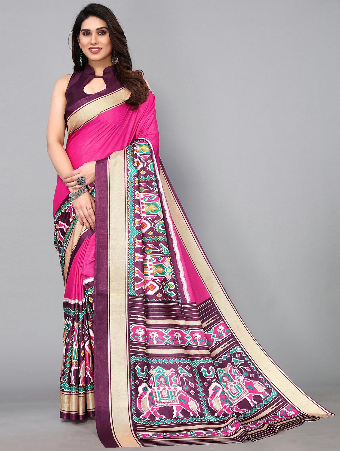 women's printed pink colored saree - 20039576 - Zoom Image - 0
