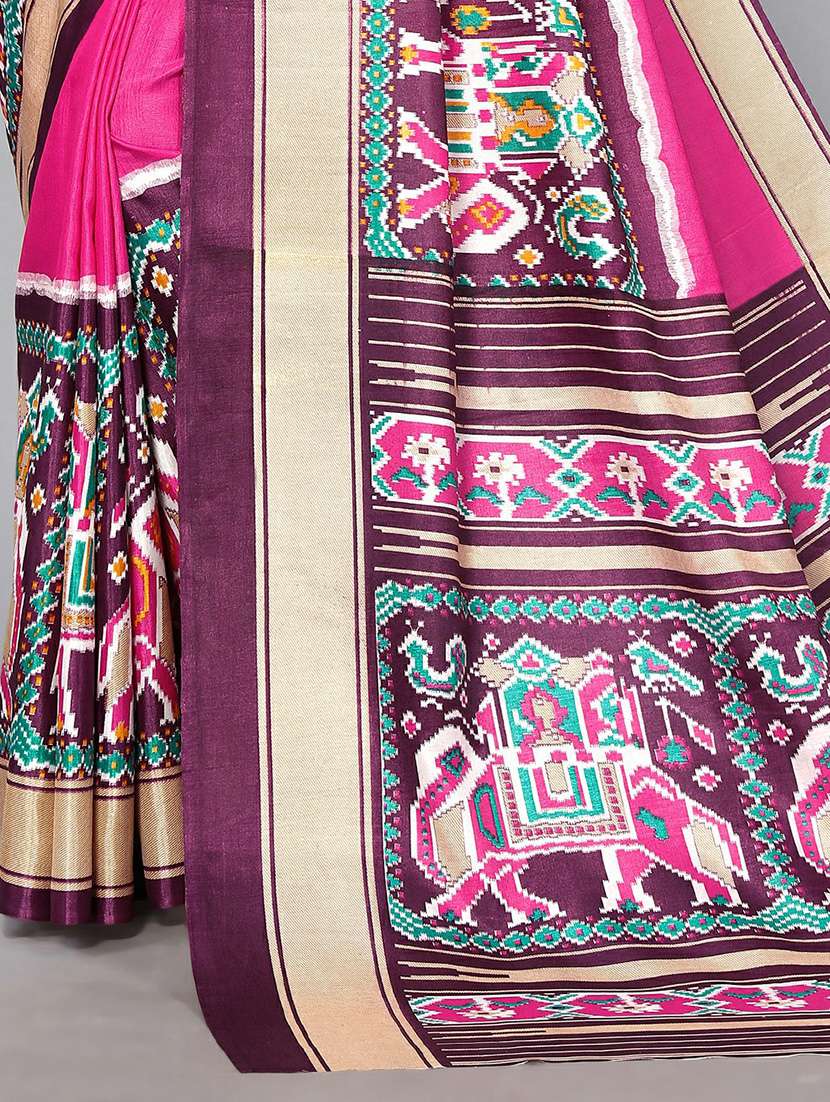 women's printed pink colored saree - 20039576 - Standard Image - 3