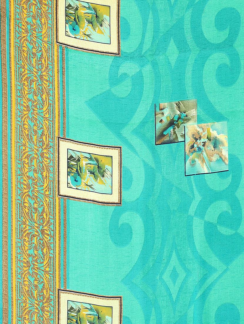 green georgette printed saree with blouse - 20039577 - Standard Image - 3