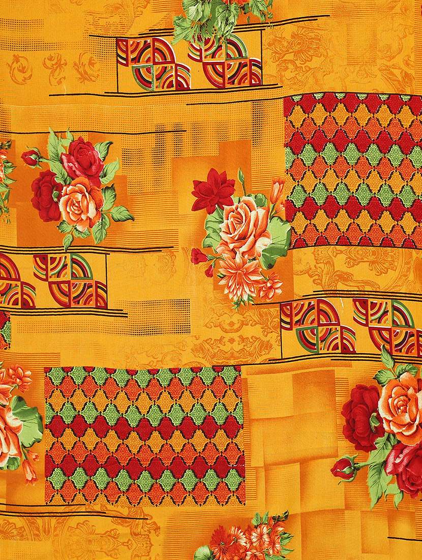yellow georgette printed saree with blouse - 20039583 - Standard Image - 3