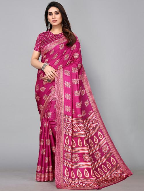 pink silk blend mysore saree - 20039590 - Standard Image - 0
