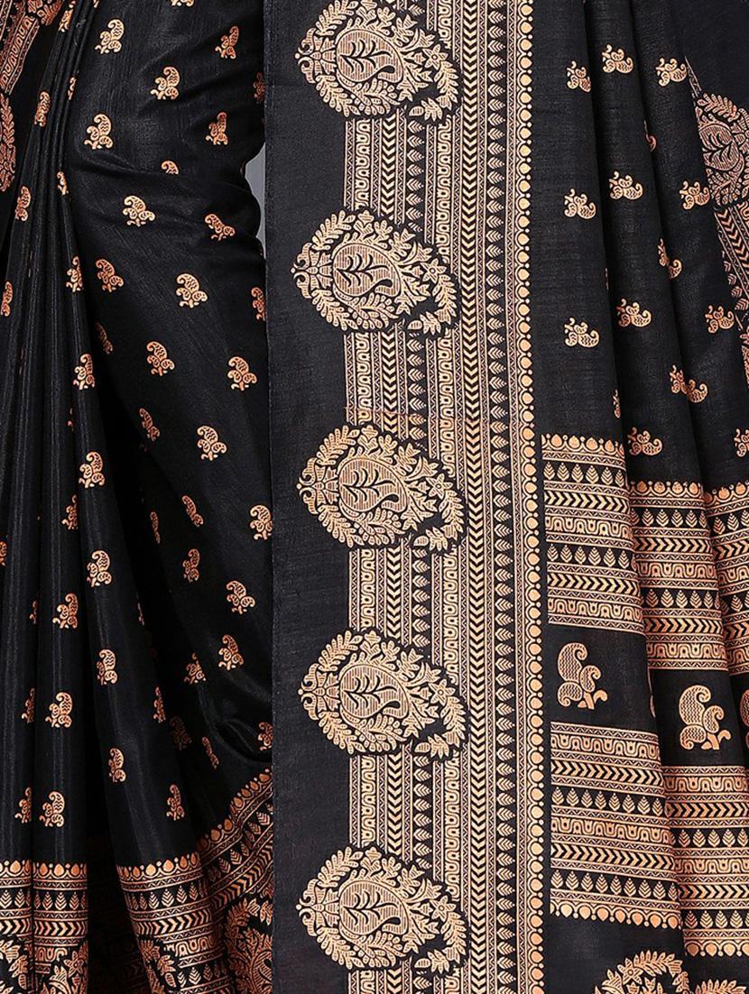 black silk blend mysore saree - 20039592 - Standard Image - 3