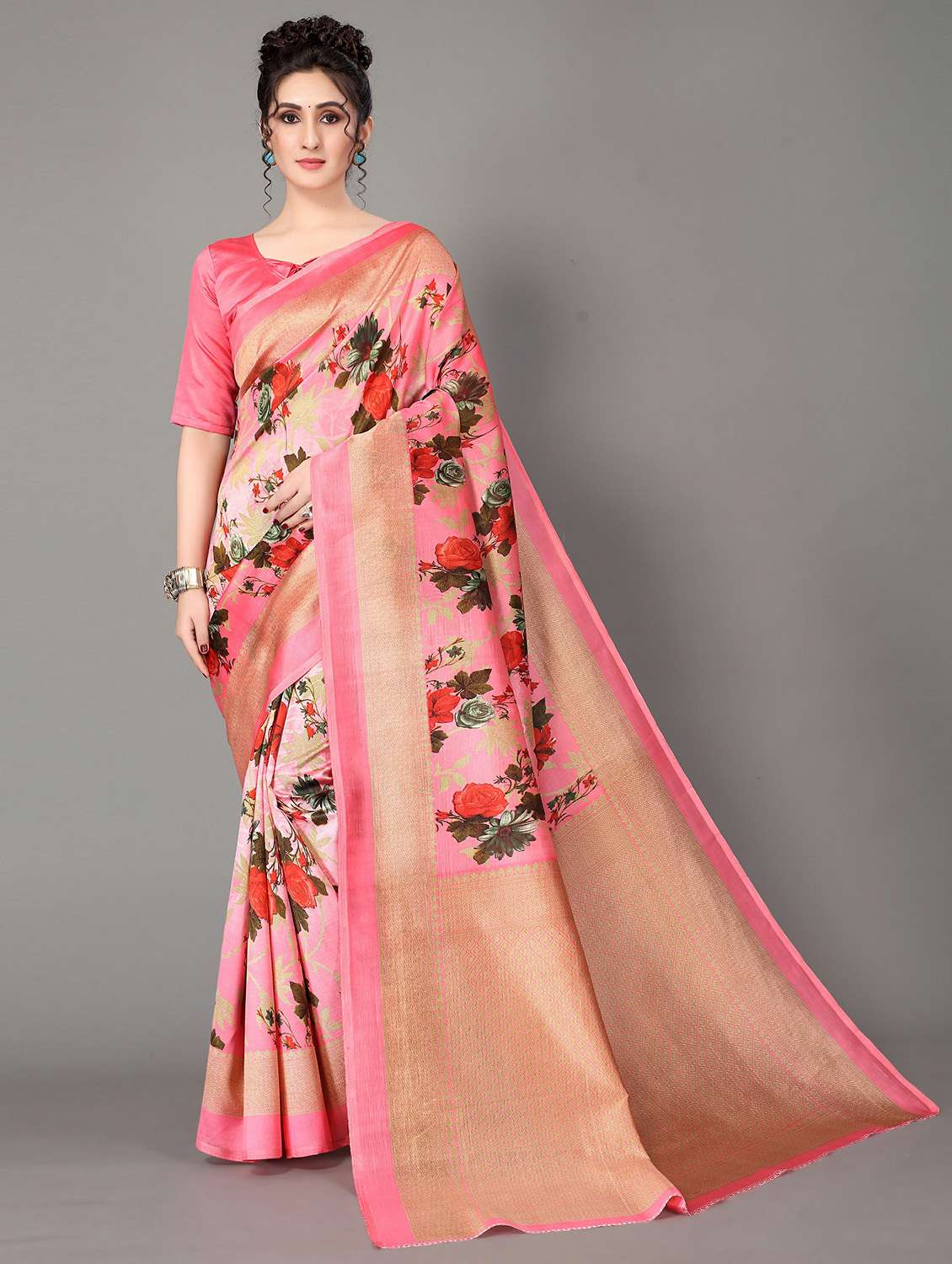 pink silk blend mysore saree - 20039593 - Zoom Image - 0