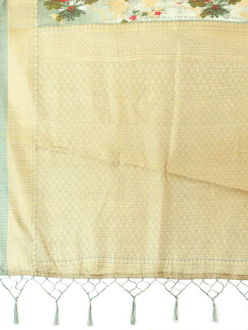 olive silk blend mysore saree - 20039599 - Standard Image - 3