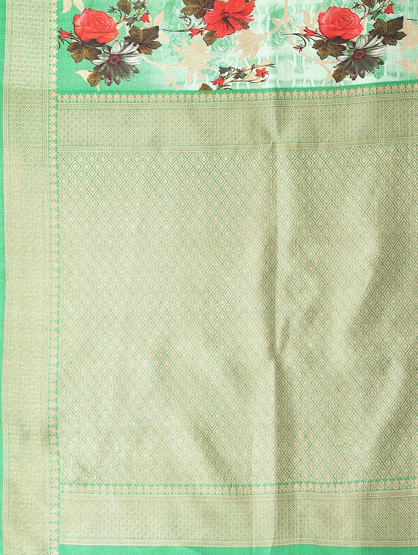 floral printed mysore silk saree with blouse - 20039603 - Standard Image - 3