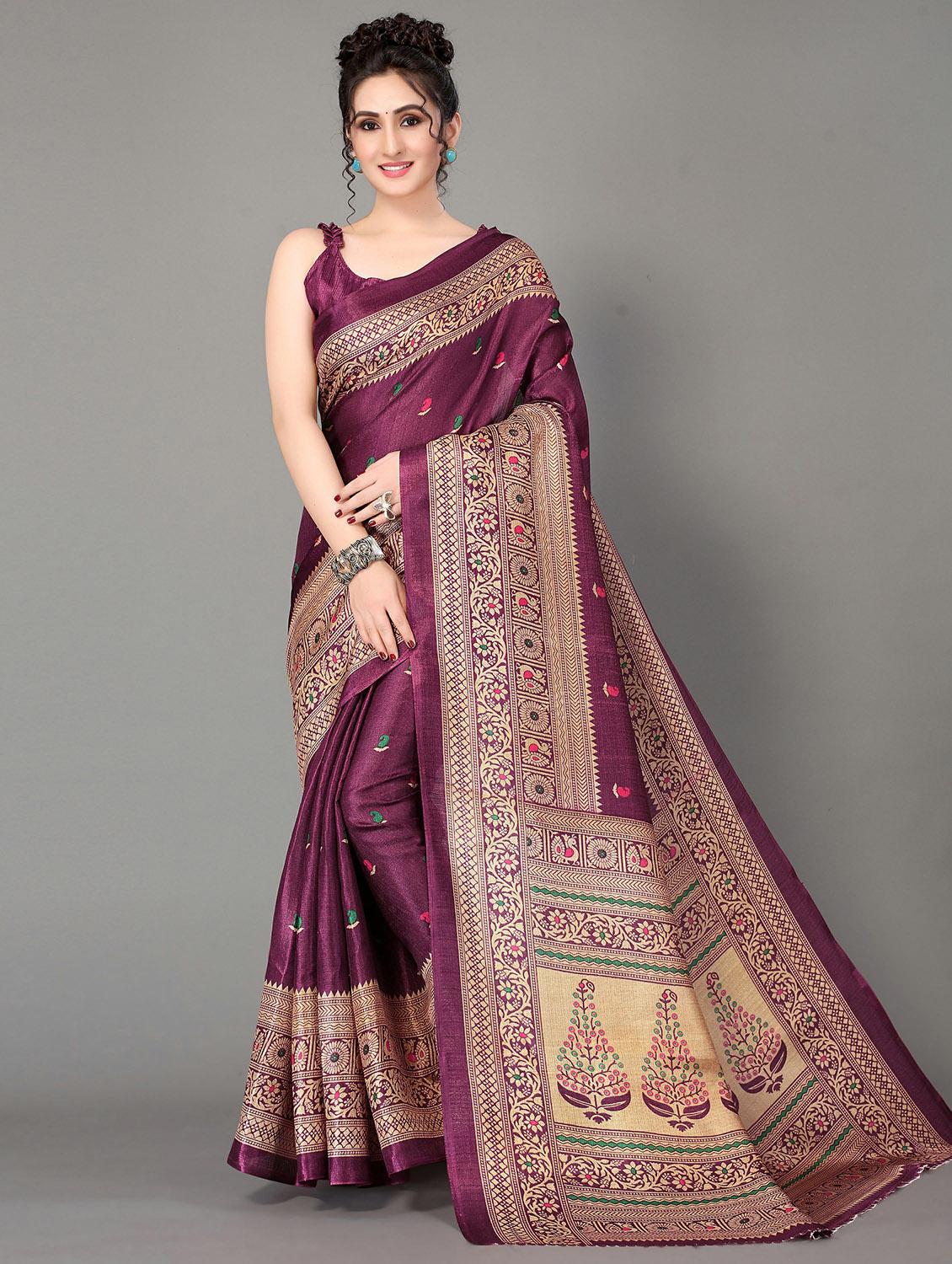 paisley design mysore silk saree with blouse - 20039609 - Zoom Image - 0